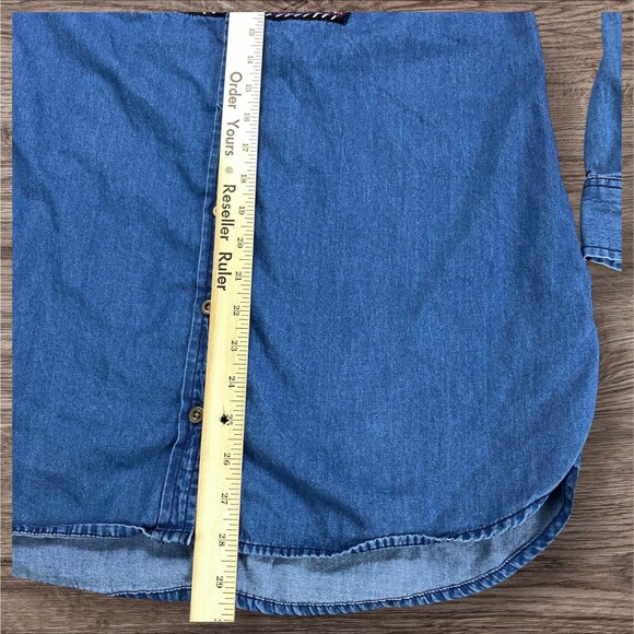 Holding Horses Women's 8 Anthropologie Embroidered Chambray Denim Tunic  Western - Picture 5 of 14